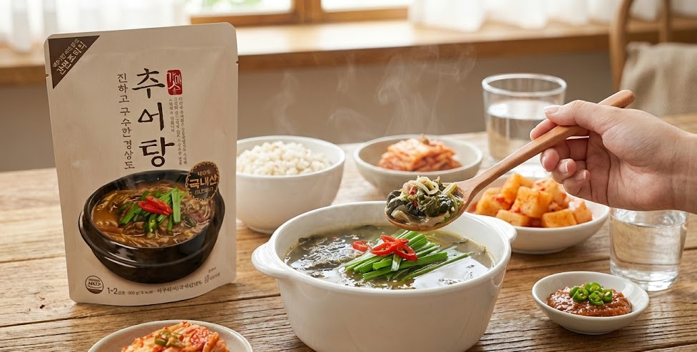 진한 추어탕 요리 연출